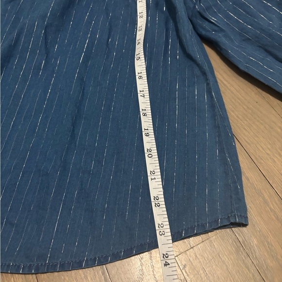 NWT! WHBM Blue and Silver Striped Chambray Long-Sleeve Shirt. Small - Picture 9 of 9